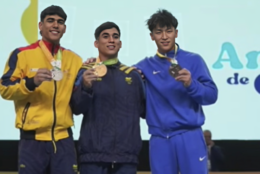 Camilo y Ángel en el podio del Panamericano de Gimnasia