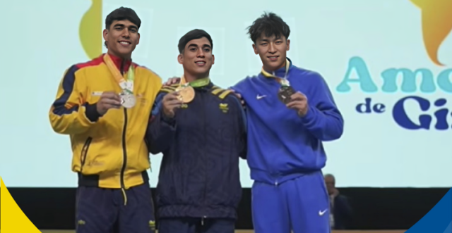 Camilo y Ángel en el podio del Panamericano de Gimnasia