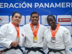 Brenda Olaya en el podio del Panamericano Open de Judo