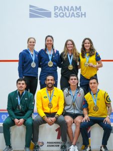 Medallistas de la modalidad individual en el Panamericano de Squash/ Tomada de @panamsquash
