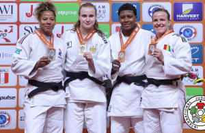 Brenda Olaya en el podio de los -78 kg/ Tomada de la página web de la IJF