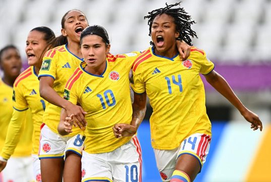 Colombia celebra en el Mundial Femenino Sub 20/ Cortesía de la Federación Colombiana de Fútbol