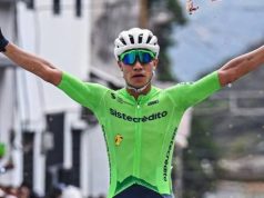Misael Urián celebrando la victoria de la etapa 3 en la Vuelta a Venezuela/ Tomado de @vueltavenezuela en Instagram