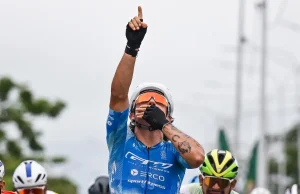 Victoria de Nicolás Gómez en la Vuelta a Venezuela Nicolás Gómez celebrando la victoria en la etapa 4 de la Vuelta a Venezuela