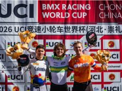 Juan José en el podio de la Copa Mundo de BMX en China/ Tomada de @jjvelasquez626 en Instagram