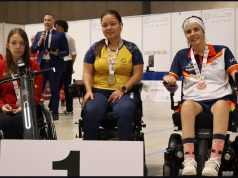 Leidy Chica en el podio del World Boccia Challenger/ Tomada de @mindeportecol en Instagram